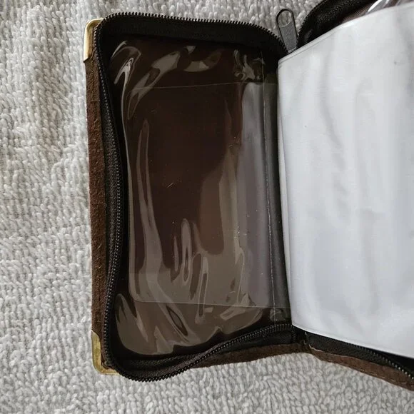 English Leather Brown Suede Card Holder - Picture 6 of 9